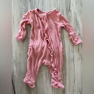 Angel Dear Newborn powder pink zipper footie